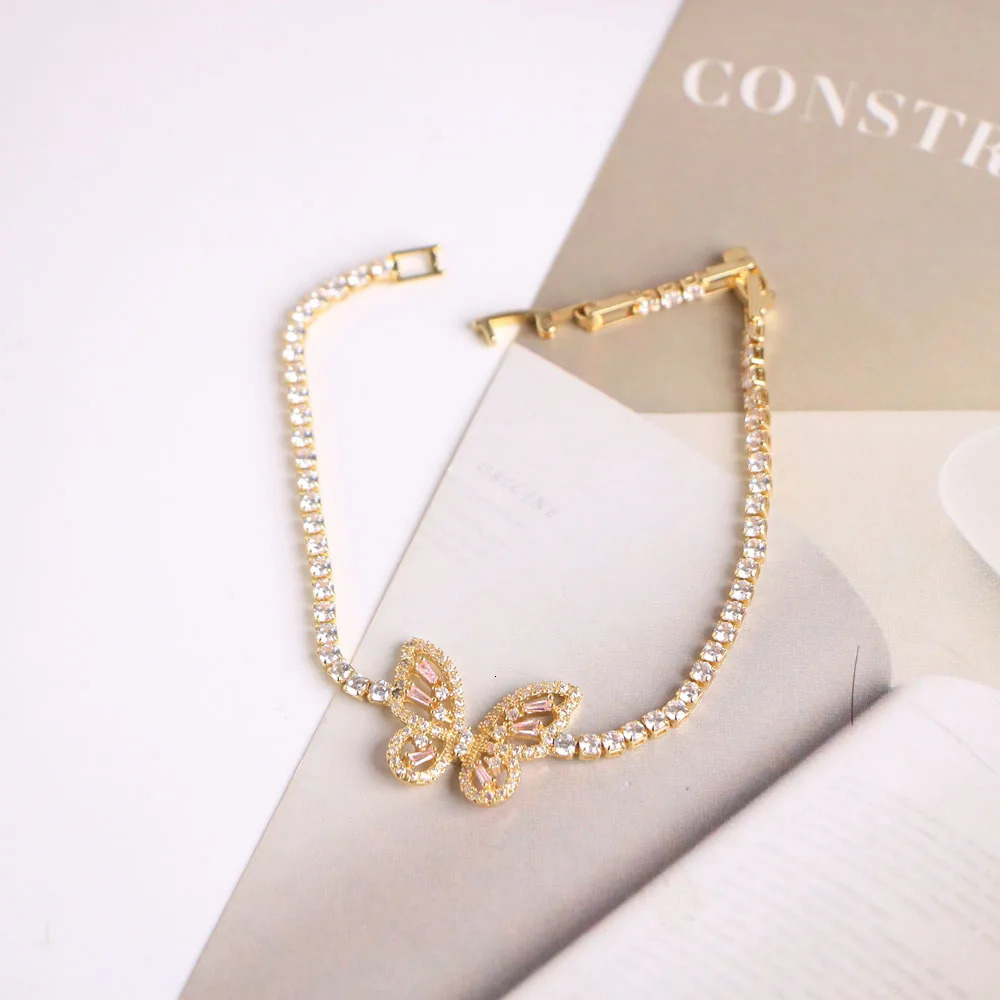 10PCS Clear Zirconia Butterfly Bracelet for Women Gold Plated Chain Tennis Bracelet Crystal Jewelry Gifts 241220
