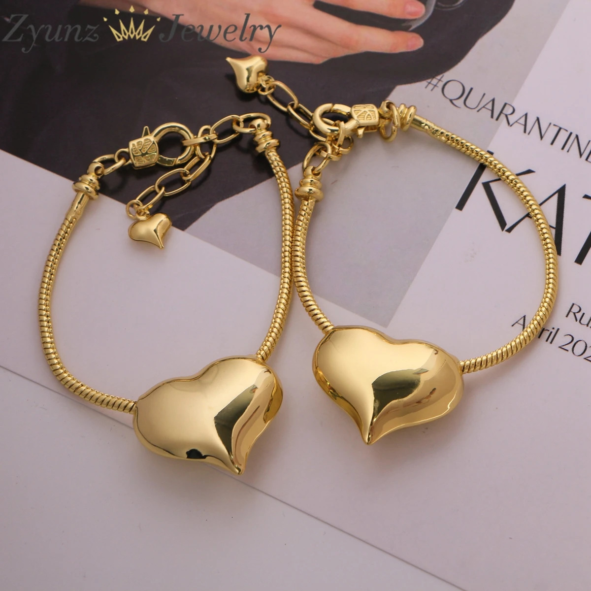 5PCS Punk Gold Color Bracelet Heart Star Snake Chain Bracelets Female Jewelry Gifts 241220