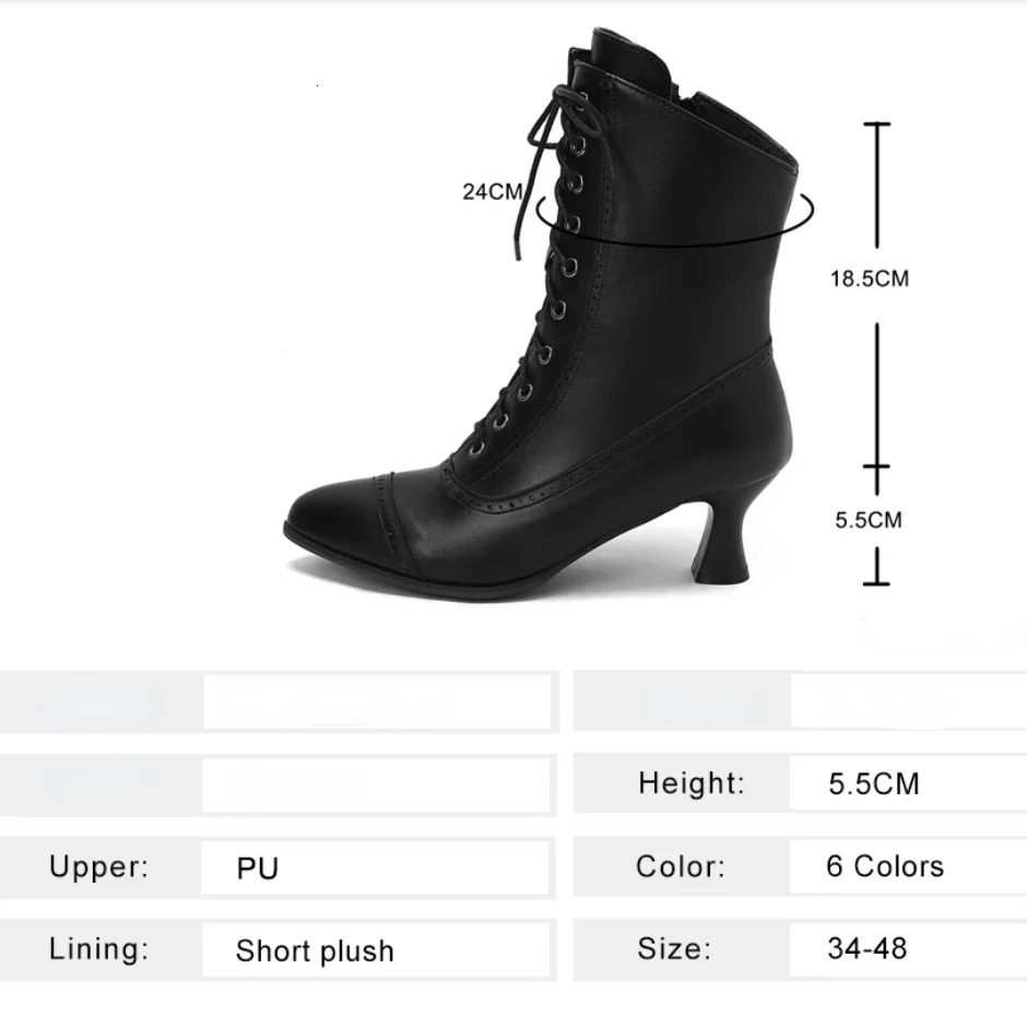 High heeled short boots for women British style knight boots with crossed toes and ankle straps medieval retro boots 241213