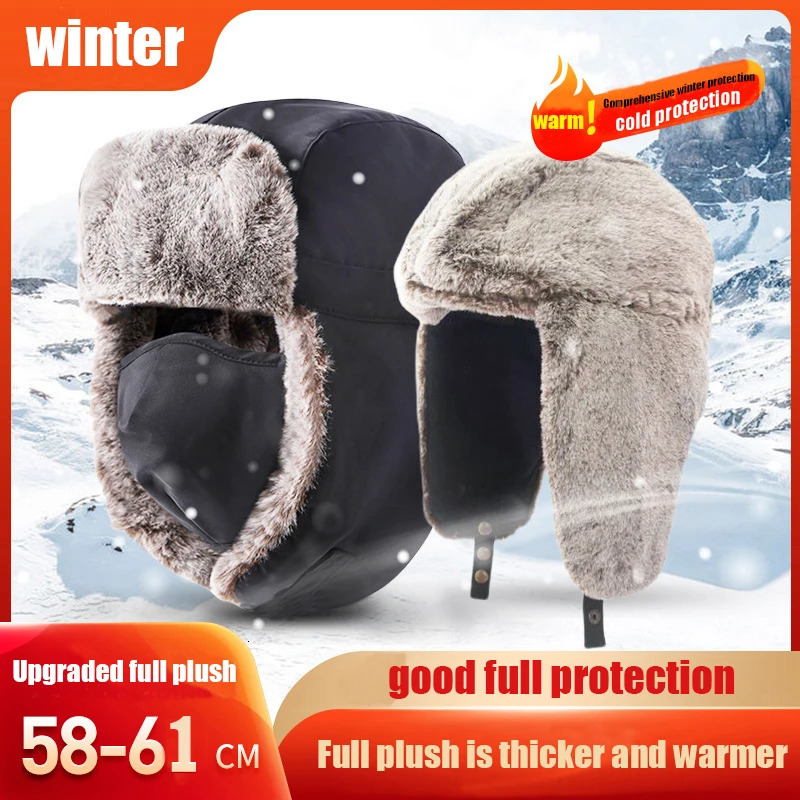 Winter Trend Lei Feng Hat for Men and Women Fluffy Thick Warm Ear Protection Outdoor Work Hiking Skiing Hat 241220
