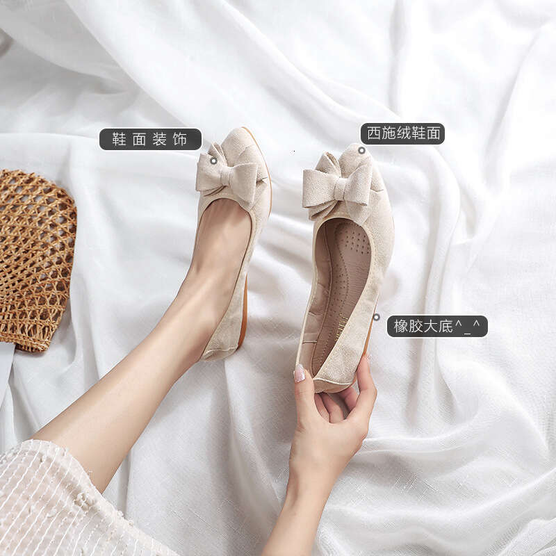 Spring And Autumn New Large Soft Fabric Surface Shallow Mouth Pointed Bottom Flat Heel Work Single For Anti Slip Pregnant Women's Shoes