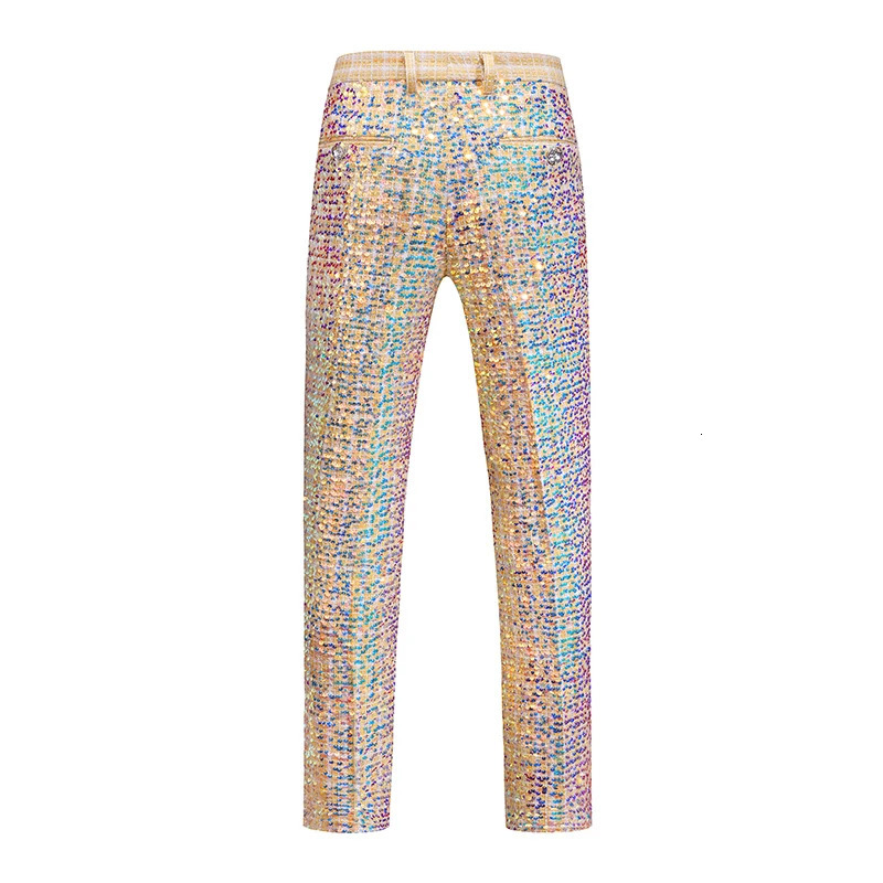 Gold Sequins Mens Suit Two Piece Wedding Party Dress Jacket and Trousers Stage Performance Sets 241218