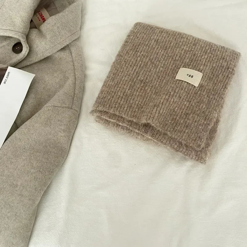 Thicken Cashmere Scarf Women Winter Warmer Soft Pashmia Shawl Wrap Scarves Korean Pure Color Knitted Long Scarf for Women 241220