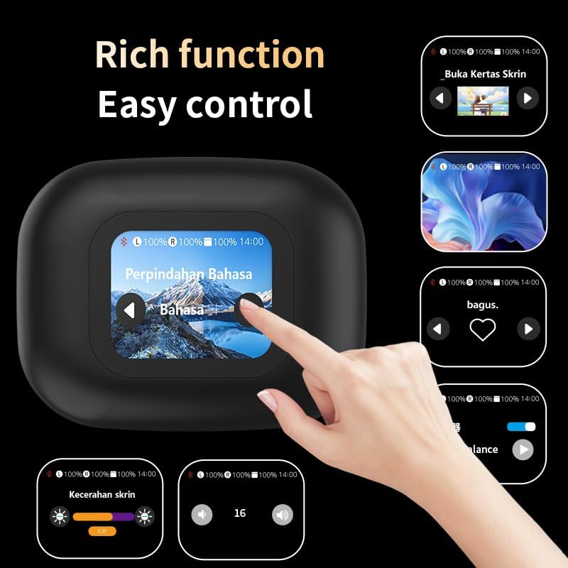AI Two Way Language Translator Earbuds Real Time Translation Earphone with 144 Languages Supported, ANC Noise Cancelling, Wireless Open Ear Headphones