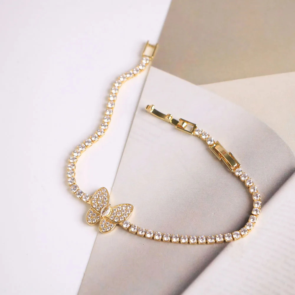 10PCS Clear Zirconia Butterfly Bracelet for Women Gold Plated Chain Tennis Bracelet Crystal Jewelry Gifts 241220