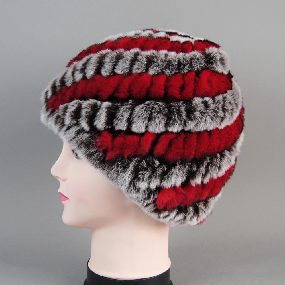 Women Winter Warm Real Rex Rabbit Fur Hat Snow Cap Winter Hats for Women Girls Real Fur Knit Skullies Beanies Natural Fluffy Hat 241214