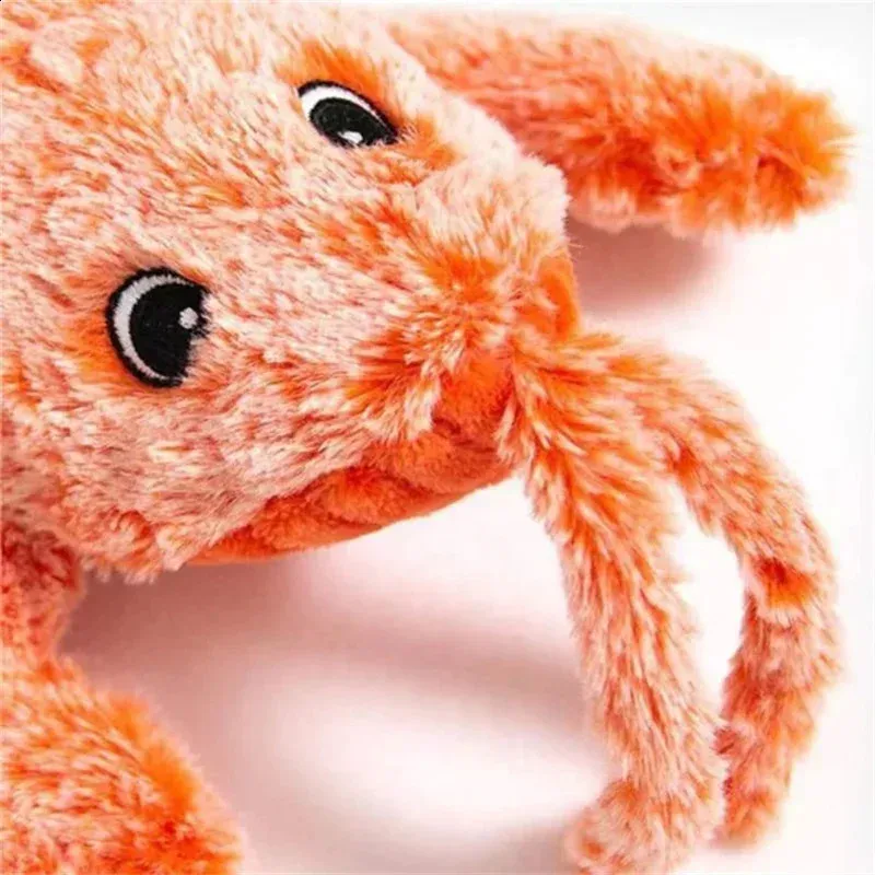Rechargeable Electric Lobster Pet Toy Realistic Interactive Plush Shrimp for Cats Washable & Durable Orange