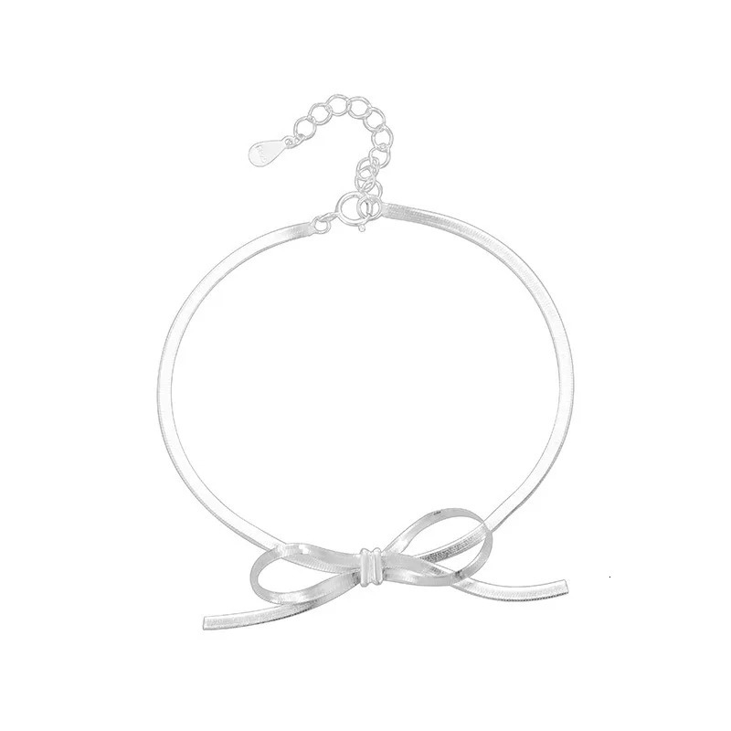 925 Sterling Silver Bowknot Shiny Chain Link Bracelets For Women Girl Cute Chic Sparkling Bracelet Party Gift 241220