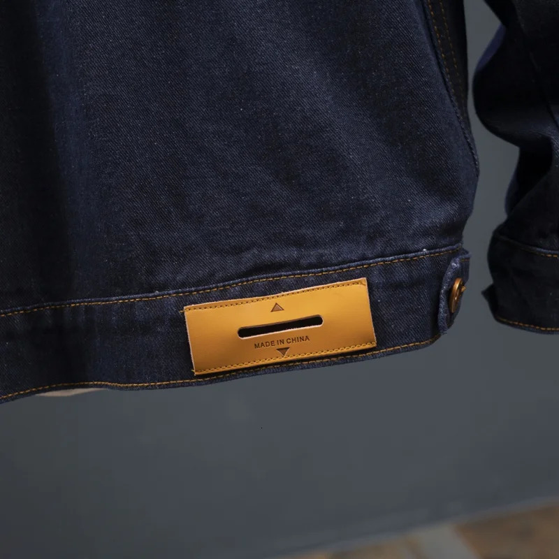 Stitching Contrast Color Denim Coat for Men Japanese Style Workwear Casual Jacket Autumn and Winter Fashion denim Tops 241220