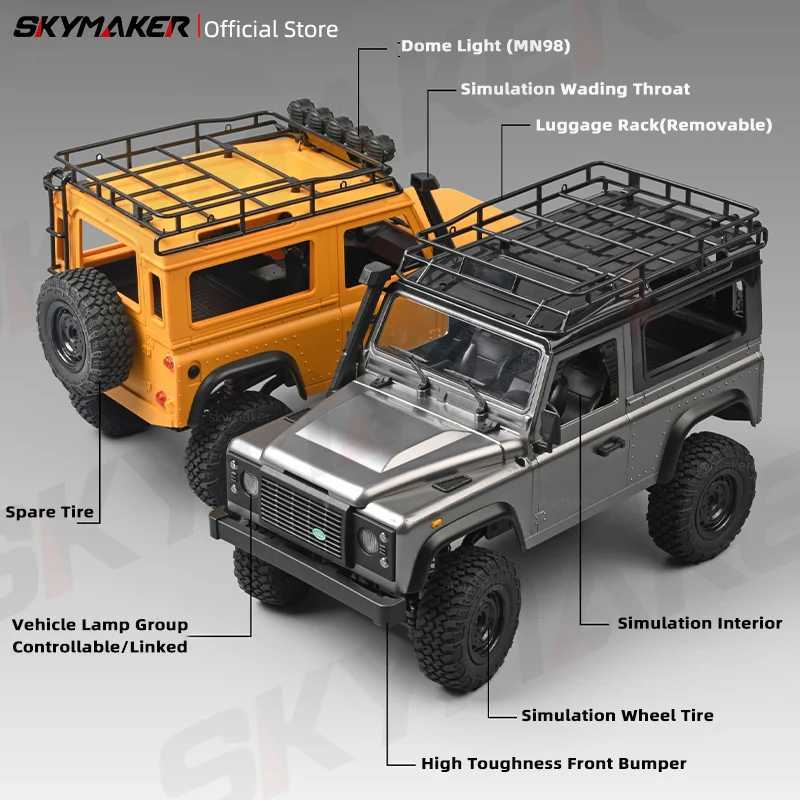 MN99s MN98 1:12 Scale RTW Version 2.4GHz 4WD Rock Crawler Defender - High-Speed Off-Road Remote Controlled Vehicle