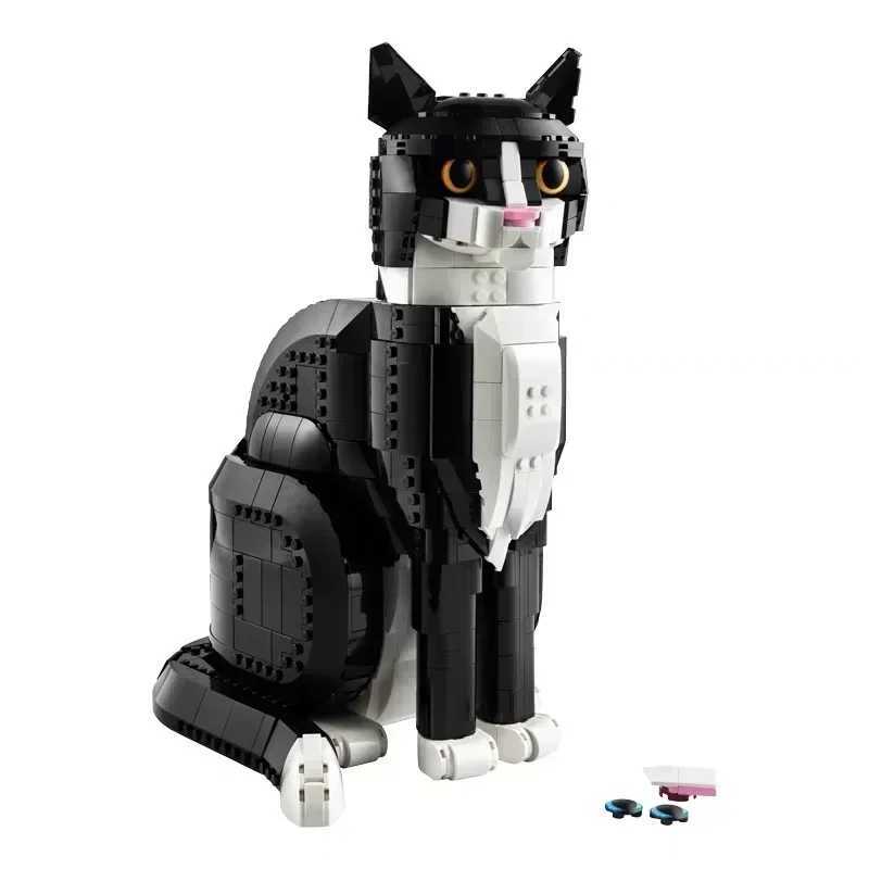 Blocks 2024 New 21349 Tuxedo Cat Building Blocks Creative Cartoon Animal Assembly Toy DIY Educational Puzzle Toys Gift S2412211