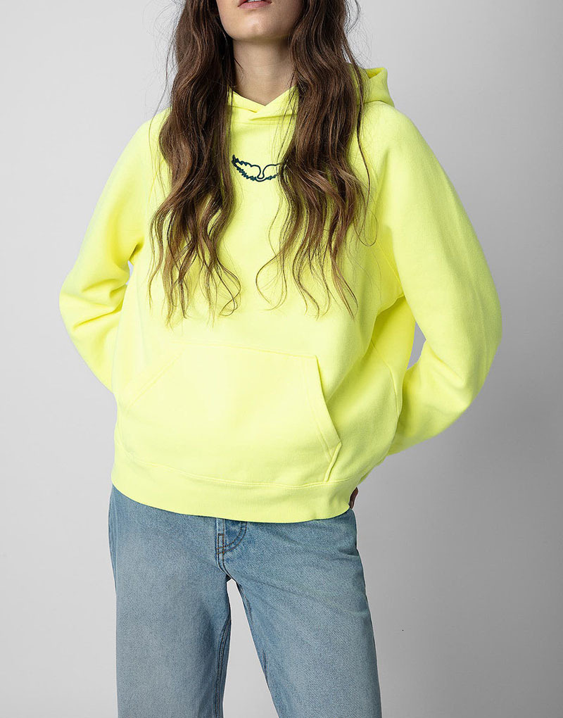 Hoodie For Women Long Sleeve Front Small Wing Back Letter Coconut Tree Printed Pocket Pullover Fleece Sweatshirt