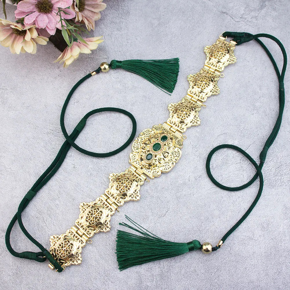 Neovisson Morocco Fashion Style Handmade Rope Belt Gold Color Chain Long Tassels Arabic Bridal Wedding Jewelry Gift 241220