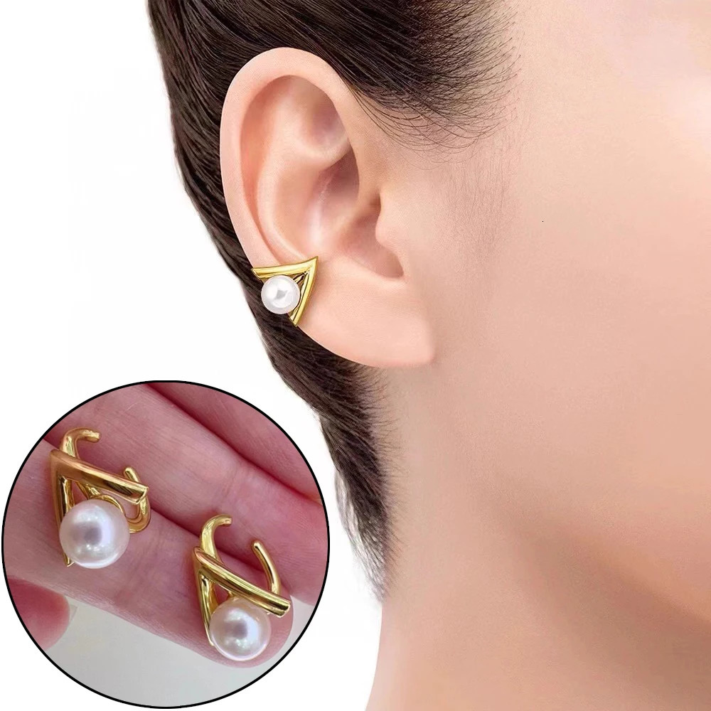 MeiBaPJ DIY 925 Silver Holder 8mm Natural Round Pearls Fashion Clip Earrings Fine Wedding Jewelry for Women 241220