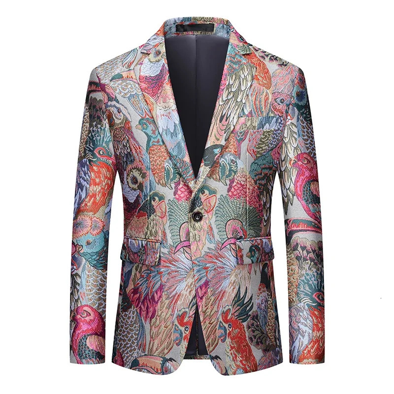Men Jacquard Suit Fashion y Party Stage Wedding Dress Coats Red Slim Fit Blazer Jacket 241218