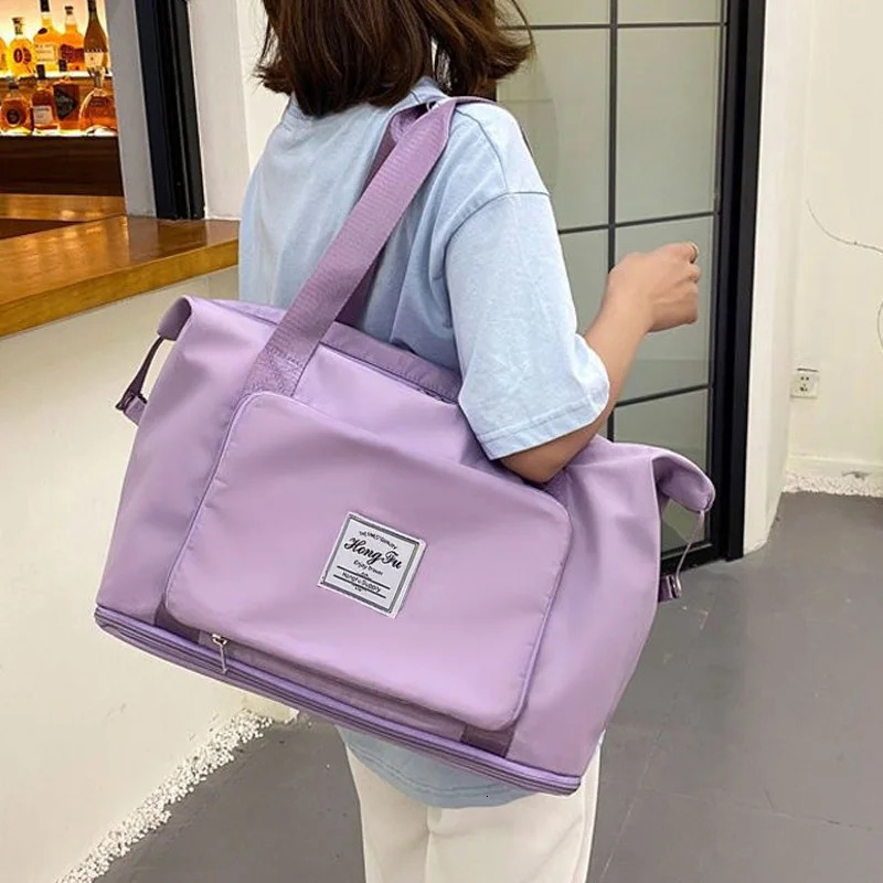 Multi functional foldable fitness bag large capacity shoulder bag sports handbag purple blue black pink 241220