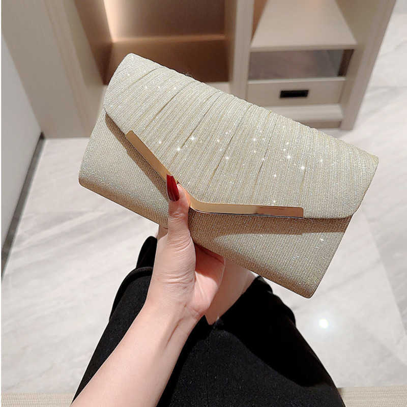 New Pleated Dress Bag Banquet Handbag Clutch Bag Party Evening Dress Bag Crossbody Banquet Bag Chain Bag 240920