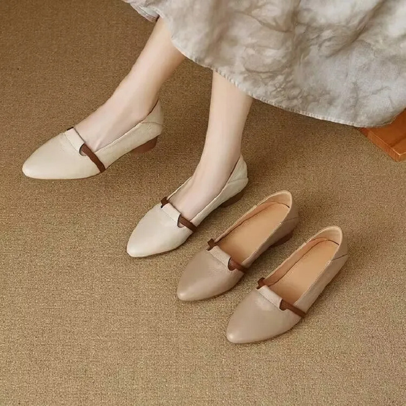 Women Cute Sweet Light Weight Brown Slip On Square Heel Shoes Lady Casual Comfort Spring Elegant Beautiful High Pumps E1237
