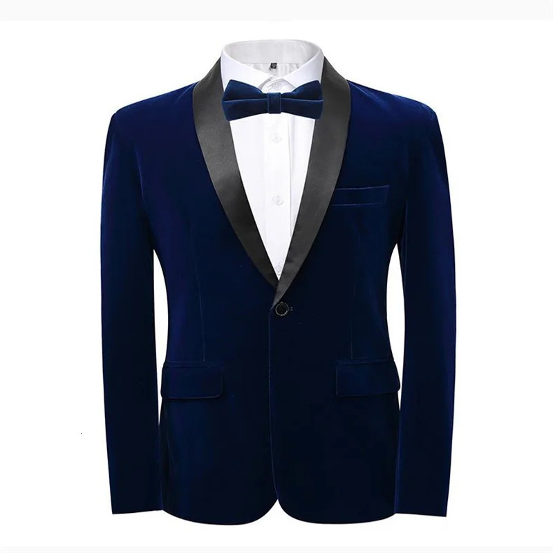 Highgrade Men y Gold Velvet Suit One Button Slim Fit Jacket Blue Red Green Homme Wedding Prom Party Dress Blazer 241218