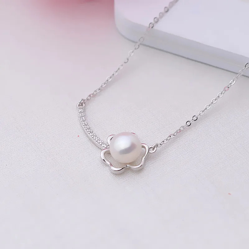 QIAOBEIGE DIY accessories exquisite S925 sterling silver pearl pendant pearl necklace pendant Korean 45cm 18inches 241220