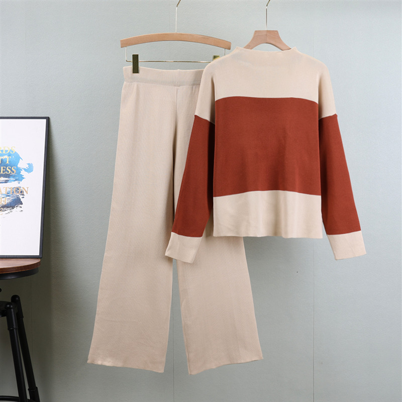 New Western Style Knitted Sweater Women's Loose Slimming Casual Pants Two Piece Fashion Autumn And Winter Set