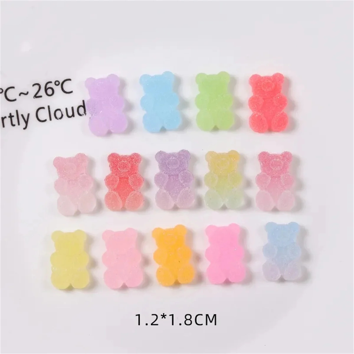 One Box Cartoon Gummy Jelly Resin Bear Nail Art Charms Kawaii Acrylic Love Nail Rhinestones Decorations DIY Colorful Accessories 241220