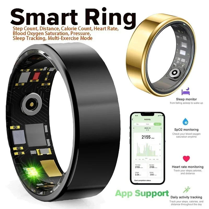 Smart Ring for Xiaomi Men Women Military Grade Steel Shell Health Monitoring IP68 3ATM Waterproof Multi-sport Modes 241220