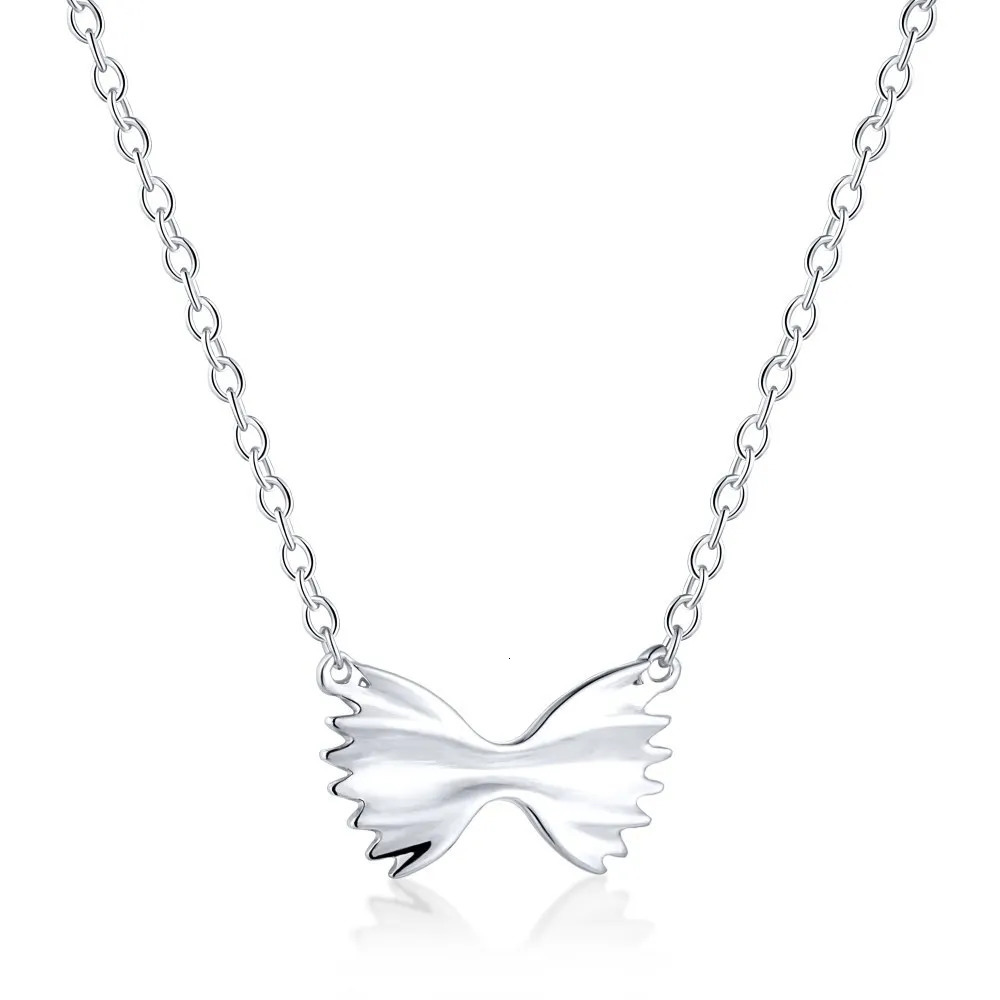 S925 Bow Silver Pendant Personalized Temperament Necklace Ins Style Collar Chain Jewelry 241220