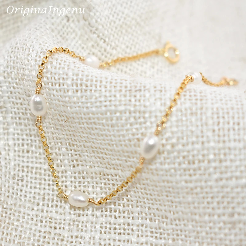 Vintage Natural Freshwater Pearl Bracelets 14K Gold Filled Bracelet Handmade Pearl Jewelry Boho Bracelet For Women 241220