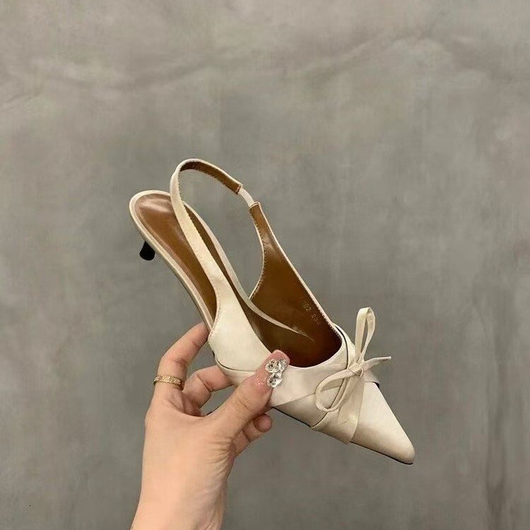 French elegant satin textured single shoe, spring 2025 new low heel plus size women's shoes, Korean minimalist high heels