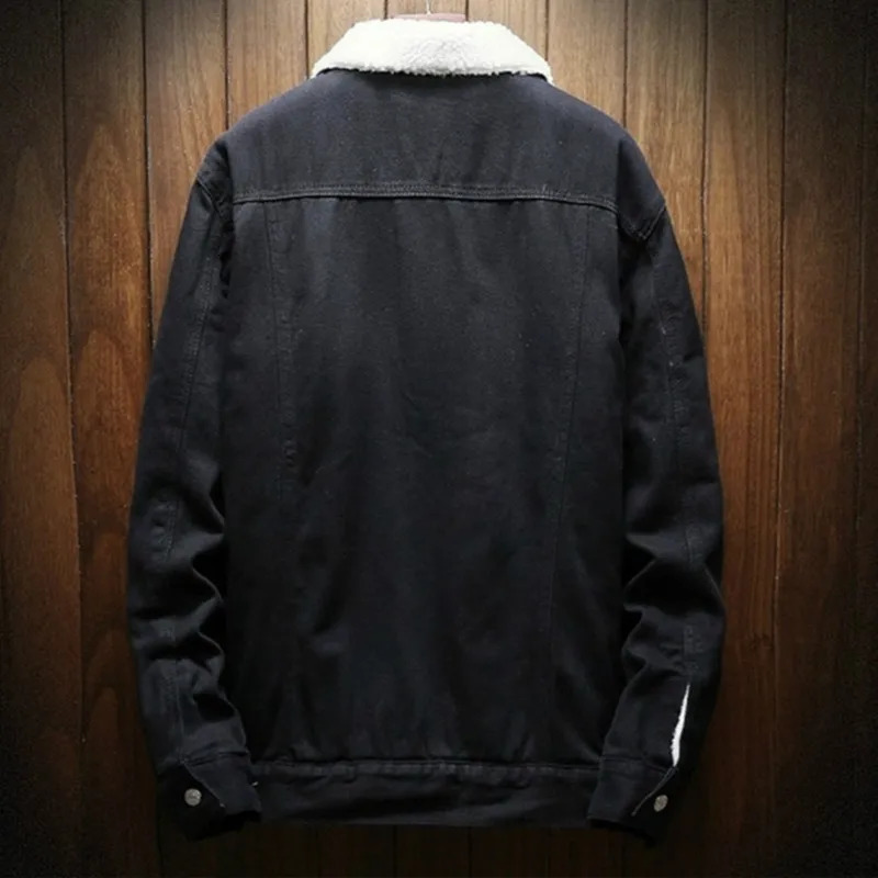 Winter Jean Jackets Men Warm Denim Coats Fashion Cow Outerwear Men Liner Thicker Fleece Denim Jacket Black Blue Plus Size 6XL 241216