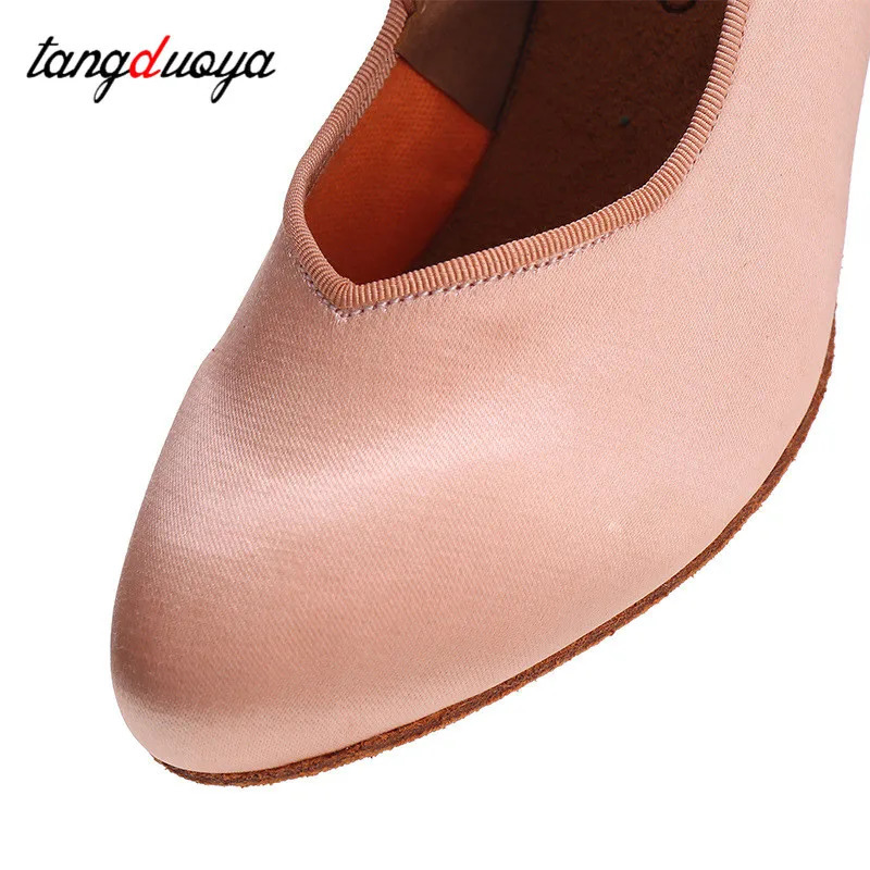 Modern dance shoes womens soft soled national standard dating tango dance shoes womens silk Latin dance shoes 5.5/7.5cm high heels 241220