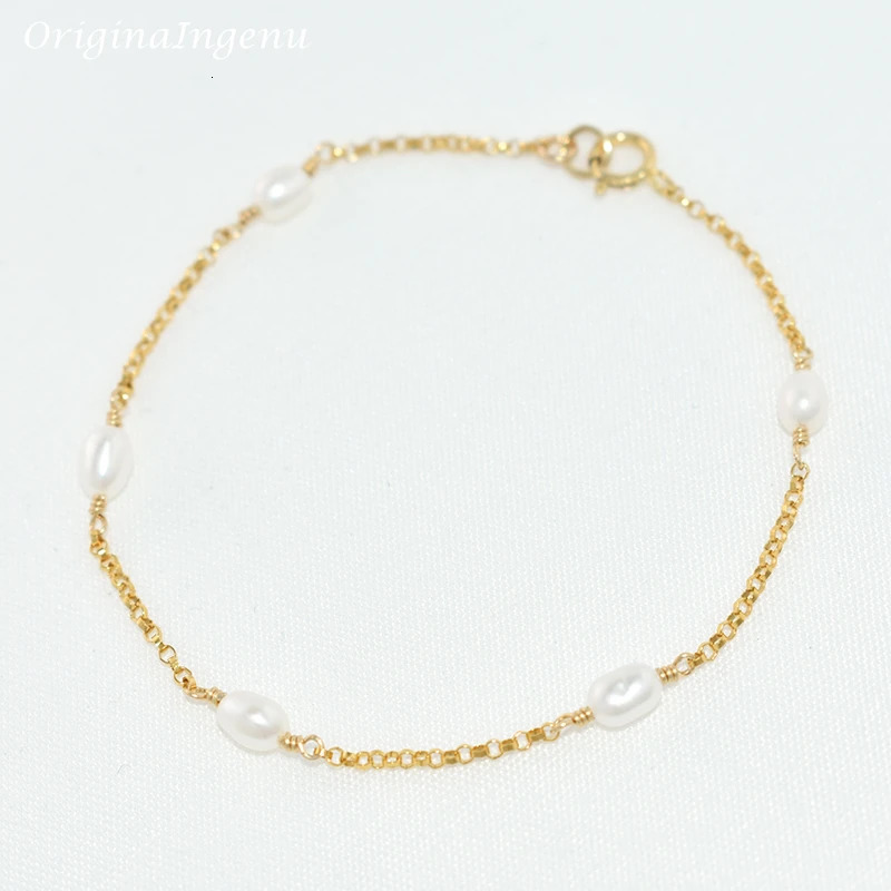 Vintage Natural Freshwater Pearl Bracelets 14K Gold Filled Bracelet Handmade Pearl Jewelry Boho Bracelet For Women 241220