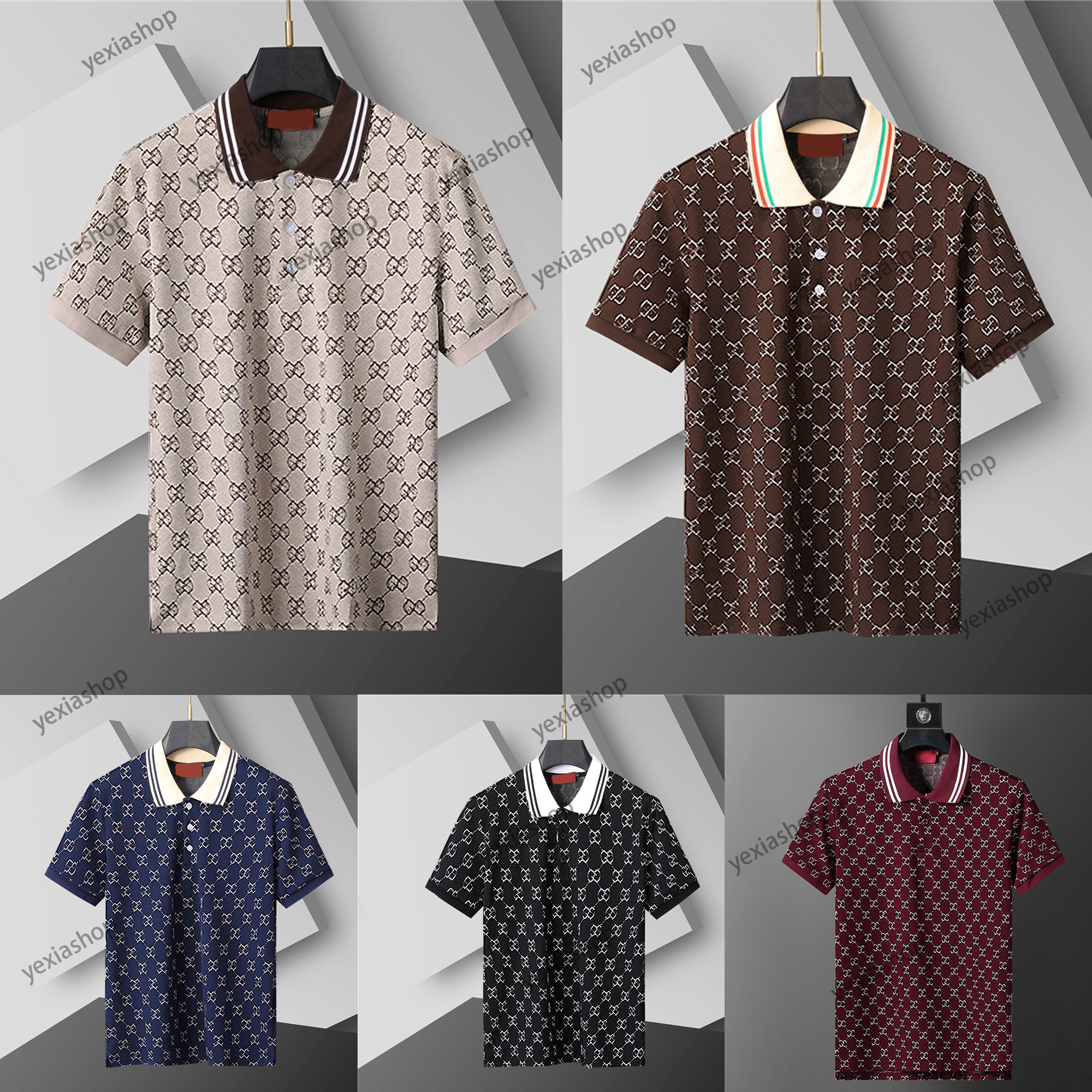 mens t shirt polo shirt mens polo shirts men luxury polos casual mens tshirt letter print fashion high street man tee clothing shirt Asian size M-3XL UU11