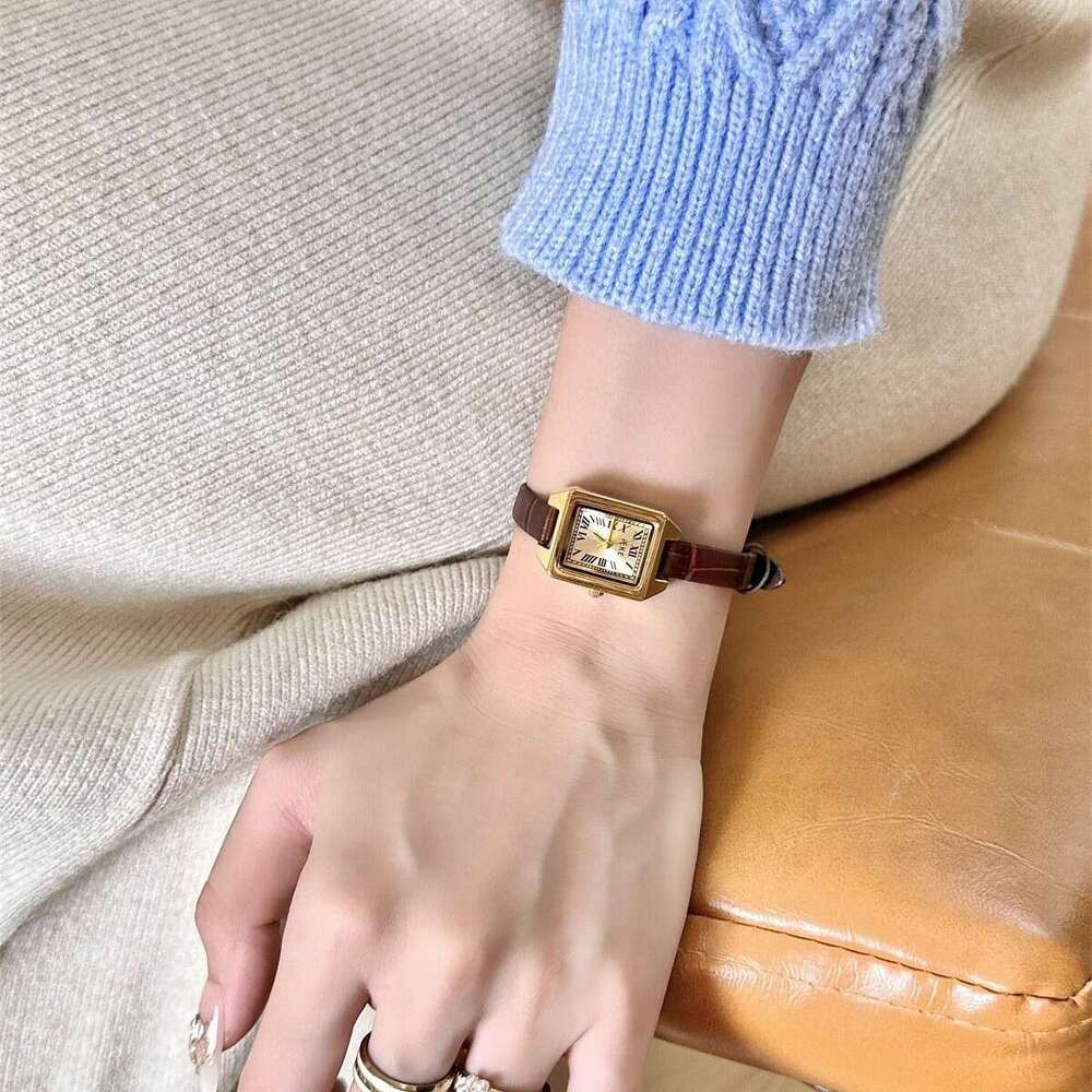IEKE Super Hot Compact Square Belt for Women, Student, Simple British Style, Roman Design, Genuine Leather Quartz Watch