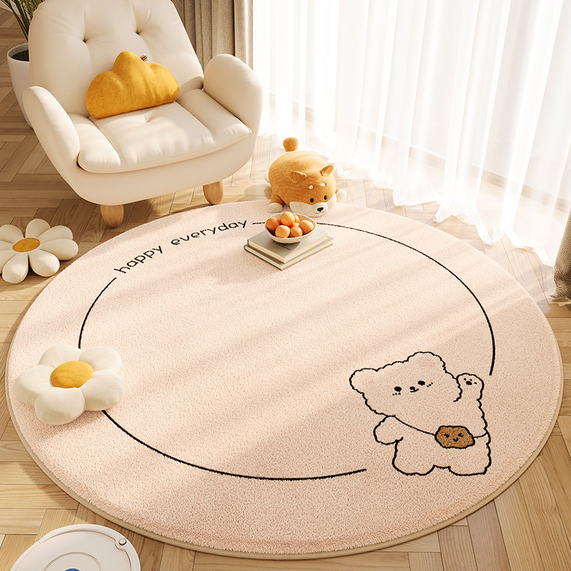 Round Carpet Living Room Light Floor Mat Free Maintenance Sofa Cushion Balcony Bedroom Rocking Swivel Chair Foot H260226
