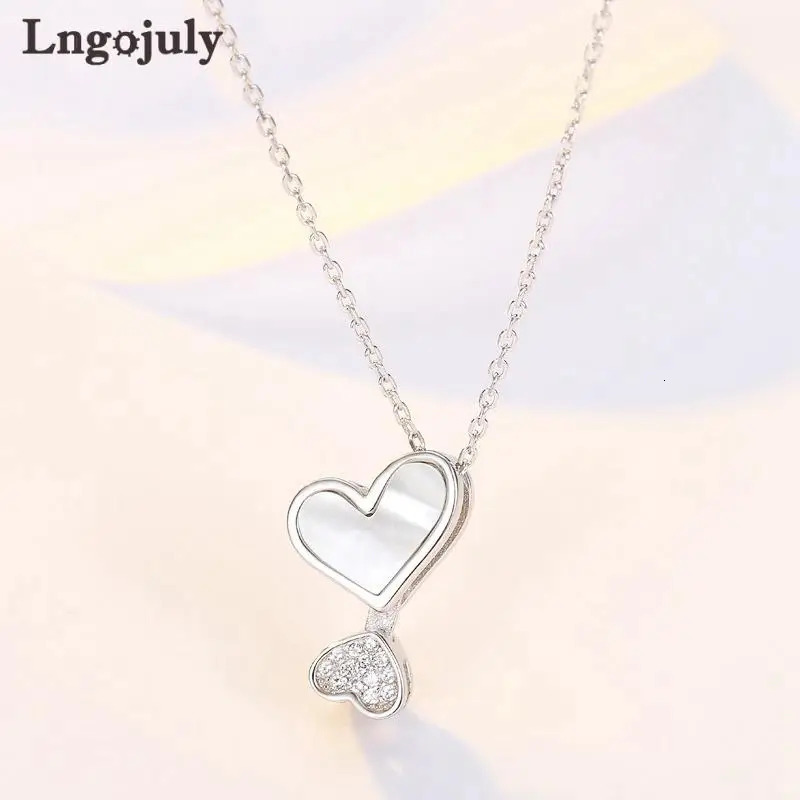 Women Necklace 925 Sterling Silver Fine Jewelry Heart Pendant Necklaces For Women Bride Wedding Party Silver 925 Jewelry 241220