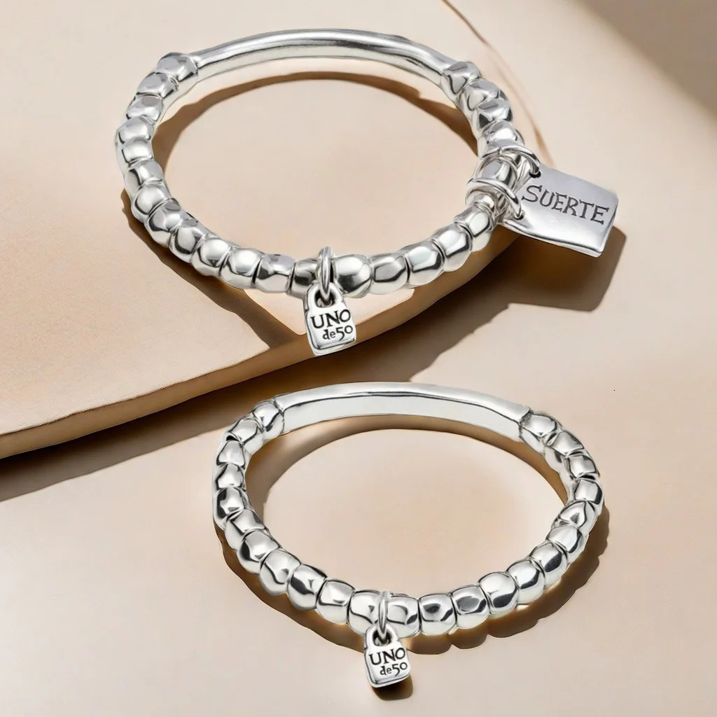 Plating Silver Simple UNOde50 Bracelet Retro Round Bead Lock Bracelet for Women Fashion Daily Party Festival Wearing Girl Gift 241214