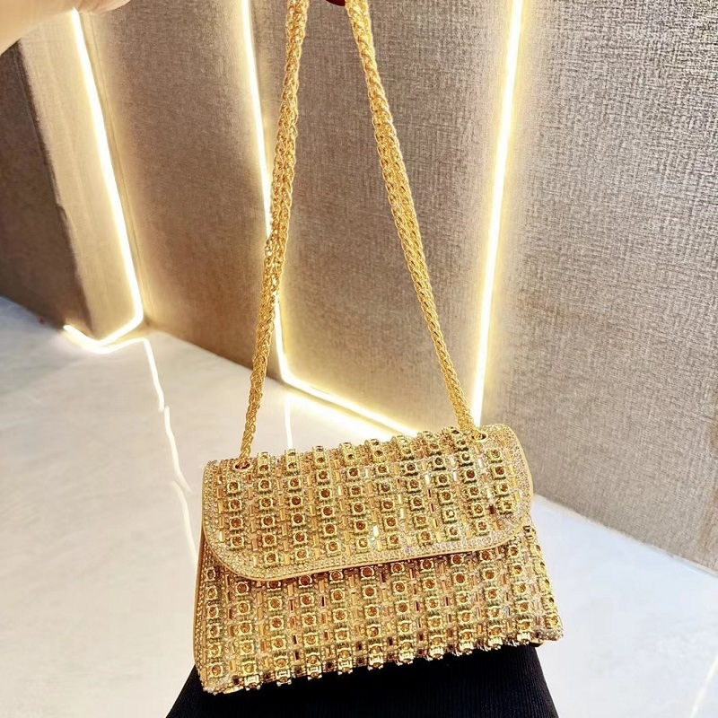 Women's Dinner Wedding Studded Dia Shoulder Crossbody Sequin Clutch Bag