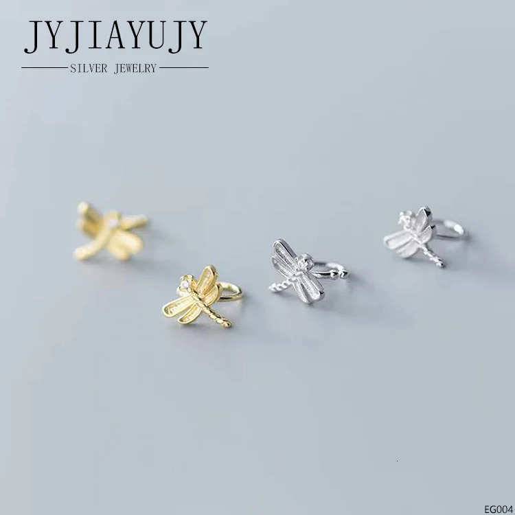 JYJIAYUJY 100% Sterling Silver S925 Ear Clip-Ons Earrings 2 Colors Dragonfly Shape Fashion Hypoallergenic Jewelry Gift EG004 241220