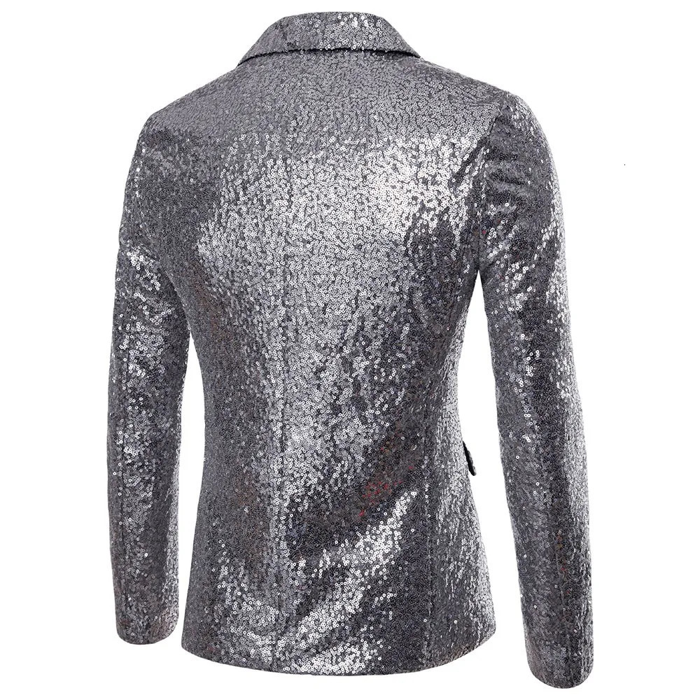 Shiny Gold Sequin Glitter Embellished Blazer Jacket Men Nightclub Prom Suit Blazer Men Costume Homme Stage Clothes For singers 241220