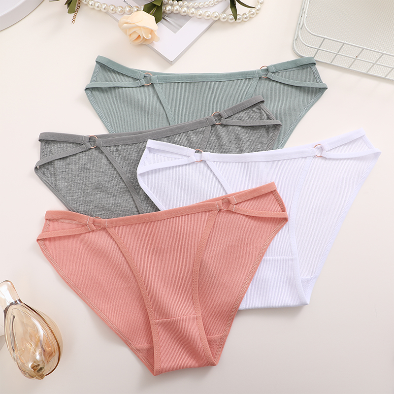 FINETOO 3PCS/SET Women Cotton Panties Women Sexy Low Rise Briefs Female Breathbale Underwear Button Design Pattern Soft Lingerie