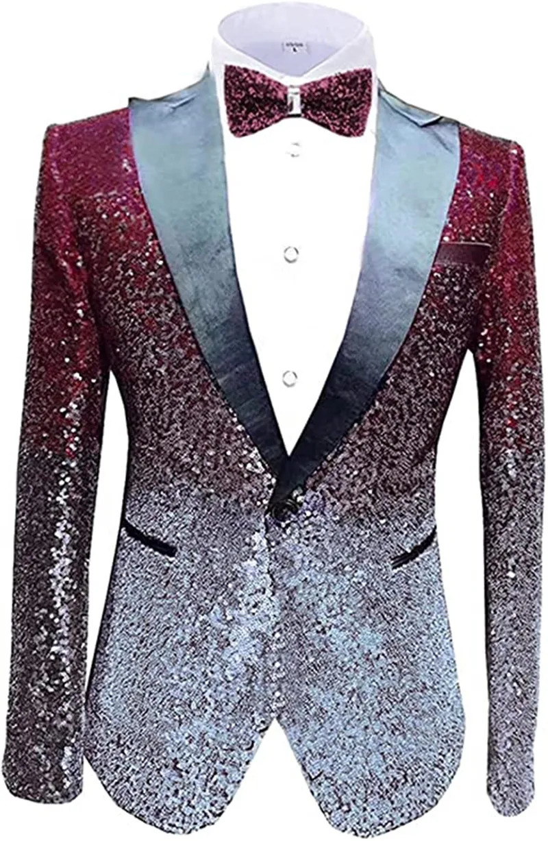 1 Piece MenS Suit Coat Dennis dress Sequins Blazer Formal Business Host Jacket for Men Just One Button 241218