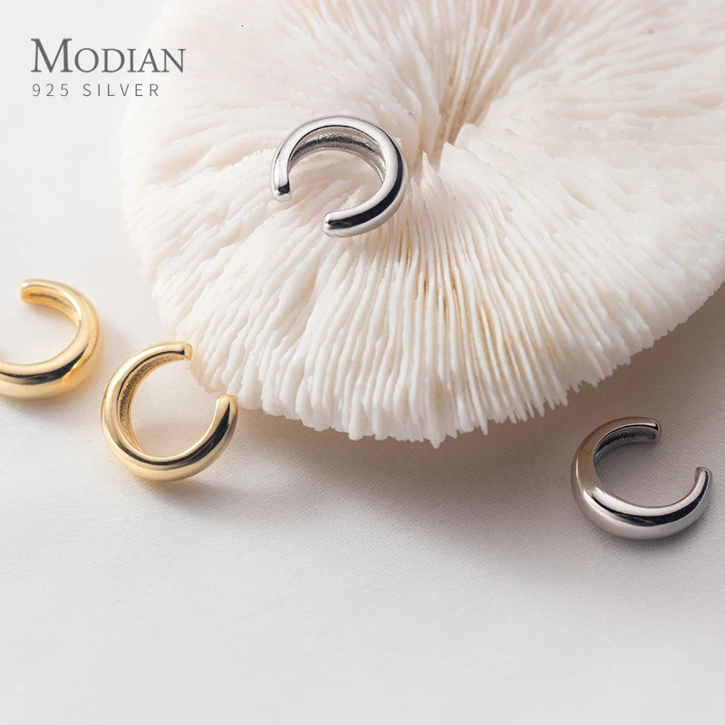 Modian Fashion Minimalist Letter Thick C Shpae 925 Sterling Silver Clips Earring for Women Fine Jewelry Brincos No Pierced Ears 241220