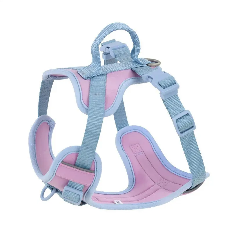 Adjustable Dog Harness and Leash Set with Splicing Colors Comfortable No-Pull Pet Chest Strap Reflective Material