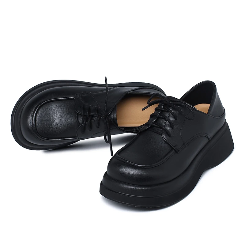 AIYUQI Loafers Female Genuine Leather Spring Platform Ladies Shoes Large Size Lace-up Strap Women's Shoes