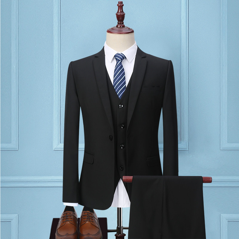 F12221Men's three-piece suit Korean style slim fit professional formal suit