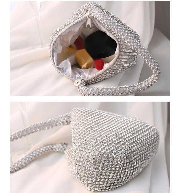 Dinner Bag Pure Handmade Rhinestone Clutch Bag Mine Evening Bag Hand-held Banquet Bag Womens Handbag Small 240920