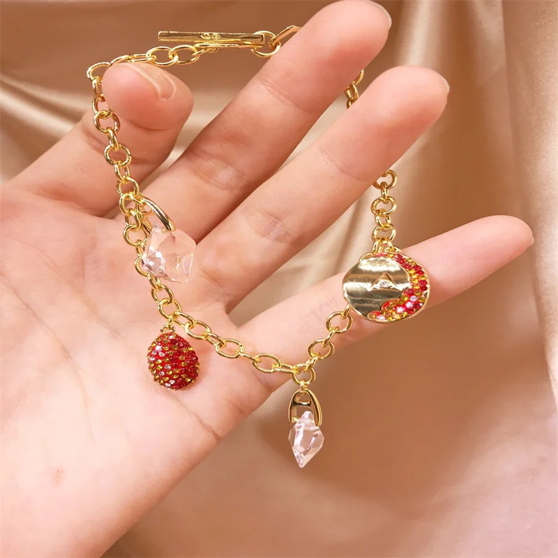 Spring Crystal Ladybug Pendant Style Beaded Bracelet Necklace Jewelry Set for Women Girls Jewelry Gift Wholesale Direct Sales 241220