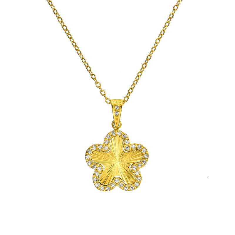 light niche zircon five leaf wer pendant with simple and highend feel dongguan titanium steel necklace non fading jewelry